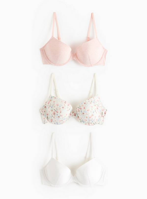 Padded Underwired T-Shirt Bra 3 Pack 40E